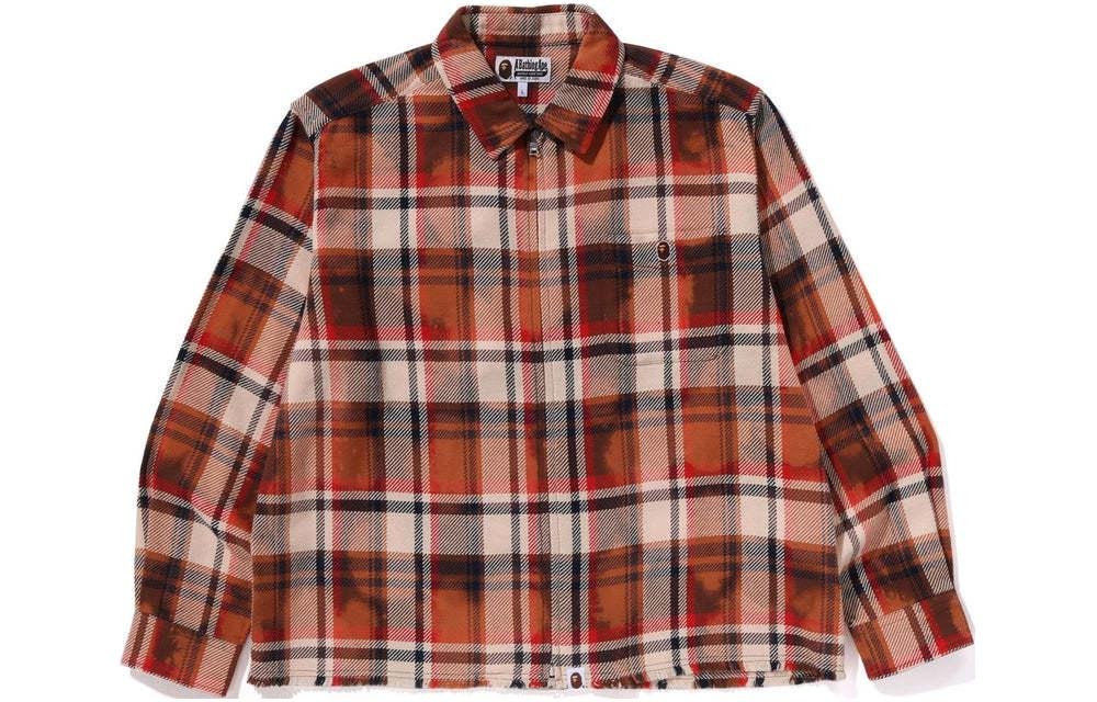 A Bathing Ape Bleached Check Zip Shirt