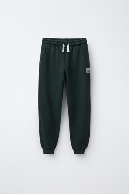 ZARA БРЮКИ-ДЖОГГЕРЫ GARMENT DYE, ИЗУМРУДНЫЙ