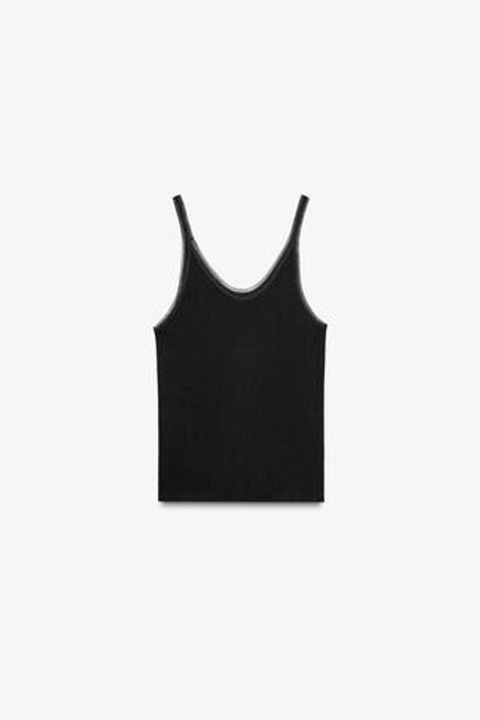 ZARA КОМБИНИРОВАННАЯ ФУТБОЛКА, ЧЕРНЫЙ