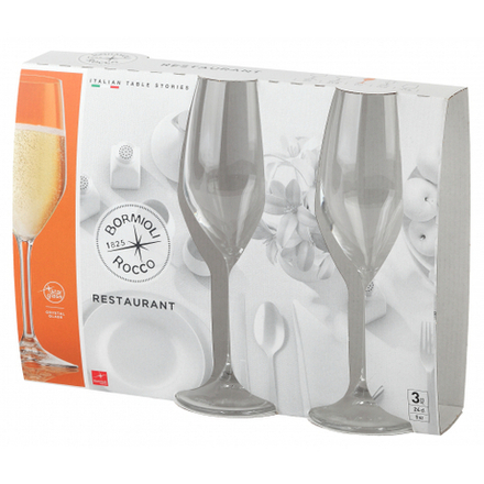 Bormioli Rocco RESTAURANT бокалы для шампанского 240 мл, набор 3 шт. цв.рукав