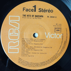 Винтажная виниловая пластинка LP The Hits Of Baccara (France 1978)