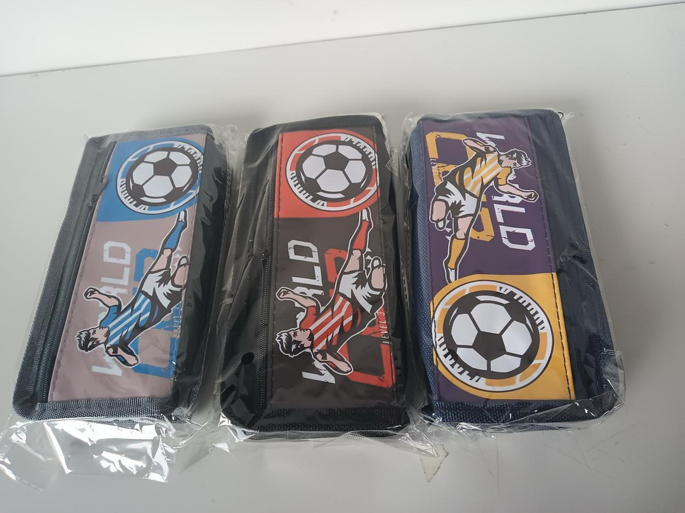 Пенал мягкий 2 отделения "Футбол" 3 цвета микс