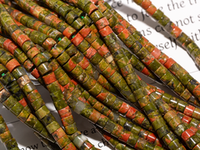 Нить бусин из унакита 3,3мм ("таблетка")