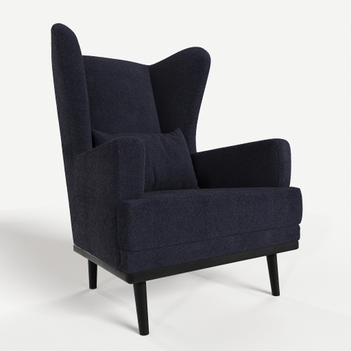Мягкое кресло с ушами Фантазёр L-15 (Темно-синий), искусственный мех, на высоких ножках, для отдыха и чтения книг. В гостиную, балкон, спальню и переговорную комнату.