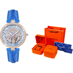 KANGOL Manual Mechanical Movement Genuine Leather Strap Watch Women"s Watch White Dial KANGOL K133