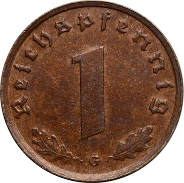 1 рейхспфенниг 1939 Германия (Третий рейх) "G"
