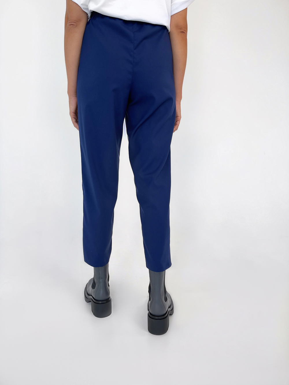 Брюки с простроченными темно-синие 2