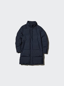 UNIQLO Бесшовный удлиненный пуховик, темно-синий