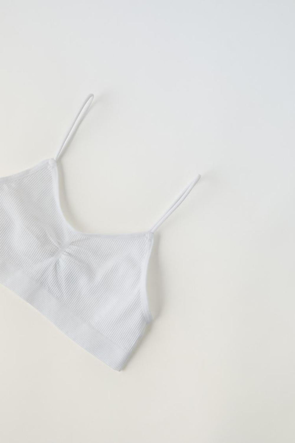 ZARA НАБОР ИЗ ДВУХ ТОПОВ SEAMLESS, БЕЛЫЙ