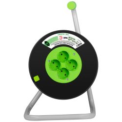 Удлинитель силовой ЭРА GREEN LINE KAT-2x1.5-40m Greenline на катушке пластик 4 розетки без заземления 40м ПВС 2x1.5мм2 | Силовые удлинители