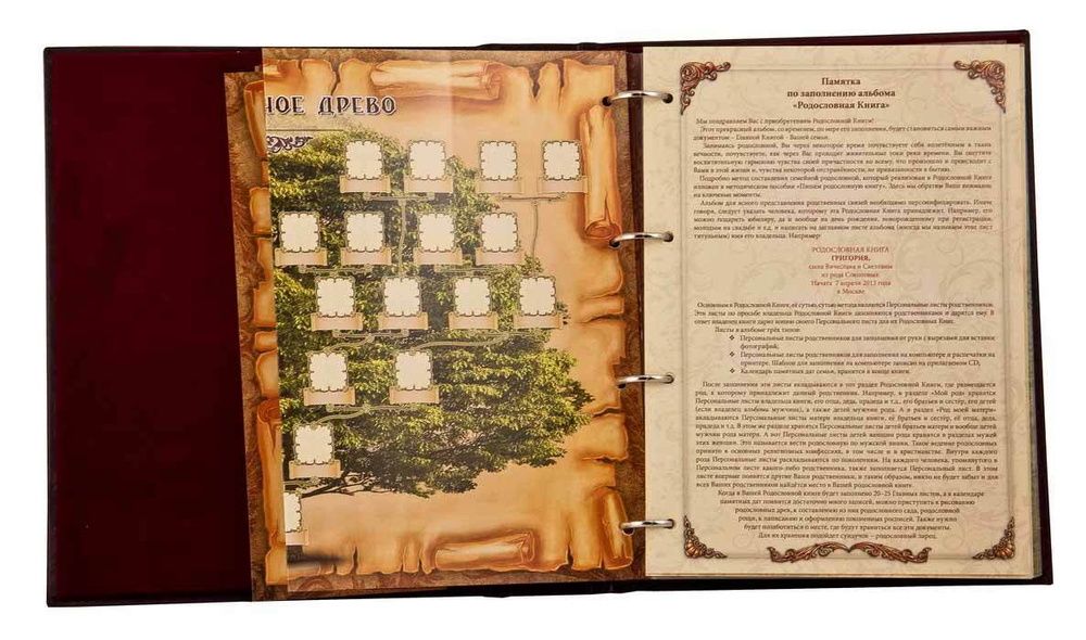 Родословная книга кожаная обложка (в подарочной коробке)