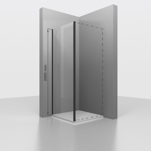 Боковая панель к душевому углу из стекла, универсальная RGW Z-050-3B черная (Прозрачное, 900)