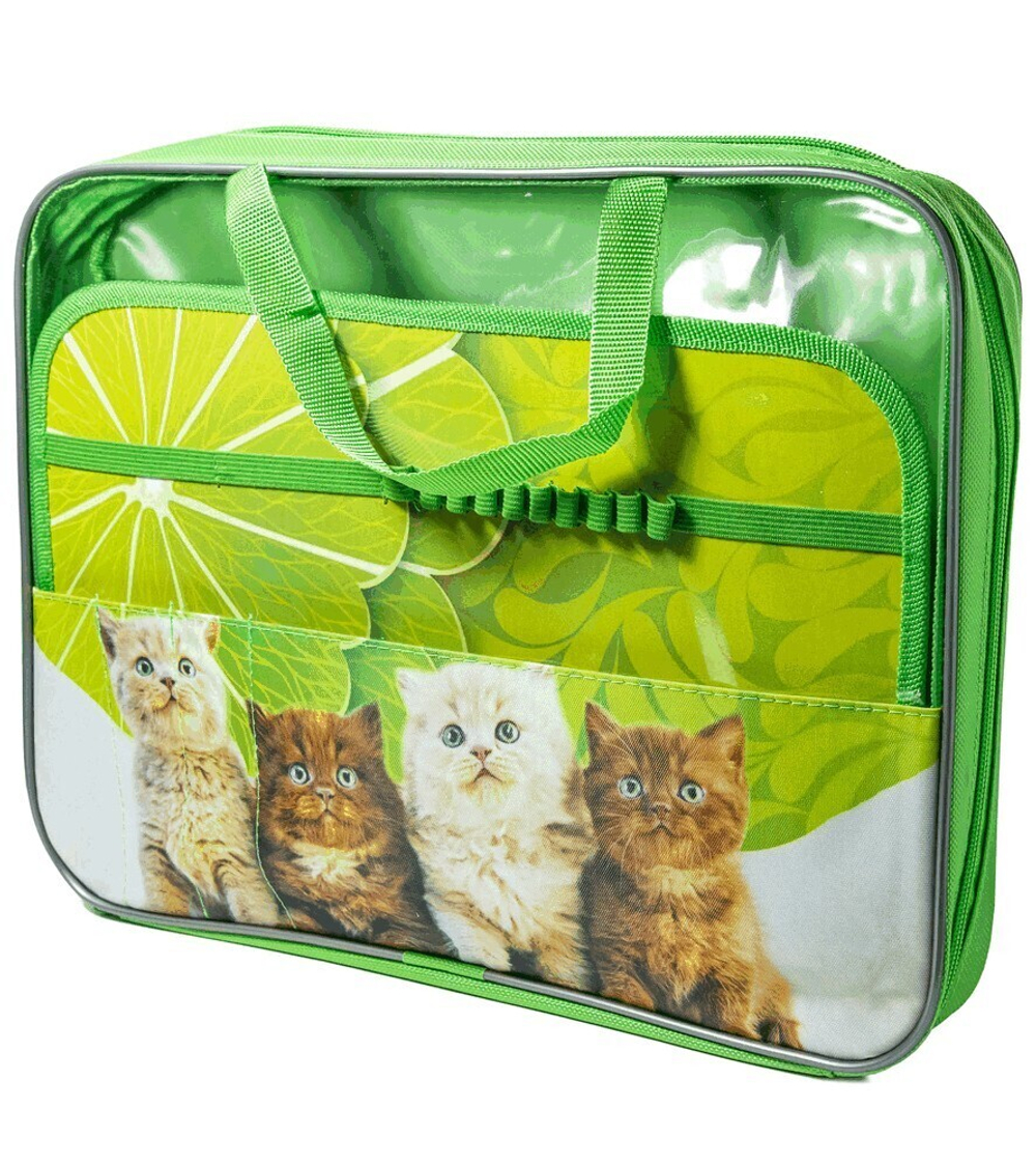 Папка для труда А4 молния вокруг/ручки ткань/пластик "Рыжие котики" е/п ПЧЕЛКА ПТР-111