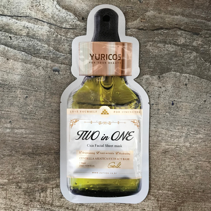 Маска для лица Yuricos Yurico5 Two in One Cica and Gold с Центеллой и Золотом Facial Sheet Mask 25 мл