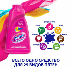 Средство для удаления пятен 450 мл, VANISH "Oxi Action" без хлора, для цветных тканей, (1/21), 8078305
