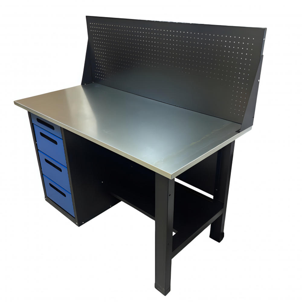 Верстак инструментальный GWT-V1400BL1 Great Wolf, 4 ящика, с экраном, 1400x700