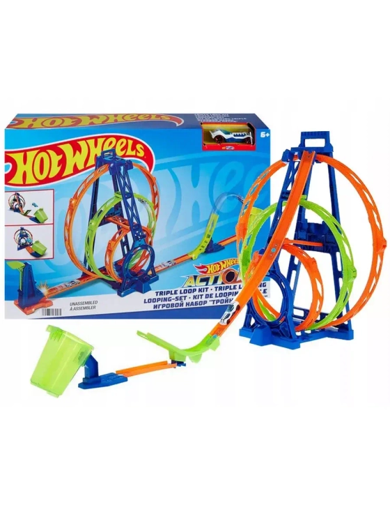 Автотрек Хот Вилс Трек трасса Тройная петля HMX38 с машинкой