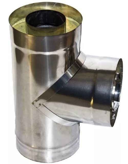 РОЗАН сэндвич -тройник Д 120 *200 (1,0) нерж мат (0,5) нерж зерк