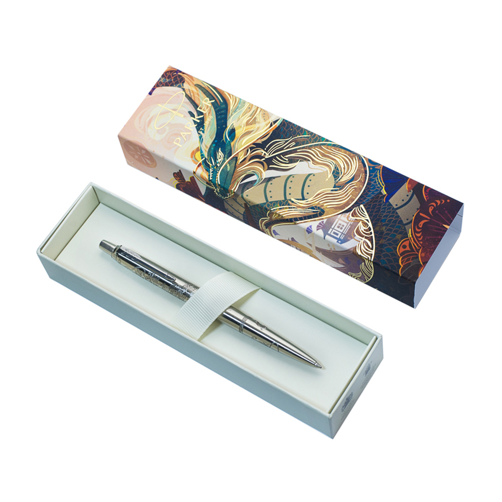 Шариковая ручка Parker Jotter Dragon Special Edition, цвет: St. Steel СT, стержень: Mblue в подарочной коробке