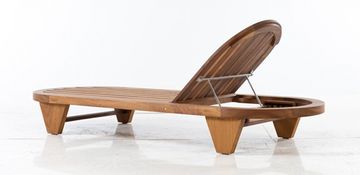 Шезлонг-лежак деревянный с матрасом Spain натуральный/голубой