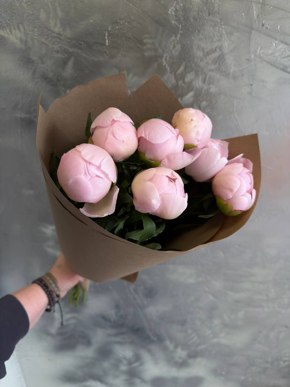 Пионы розовые нежные 7 шт
