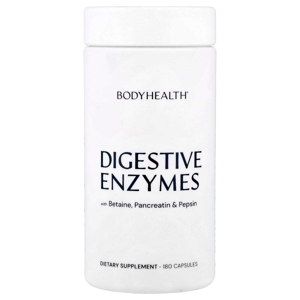 BodyHealth, Пищеварительные ферменты с бетаином, панкреатином и пепсином, 180 капсул