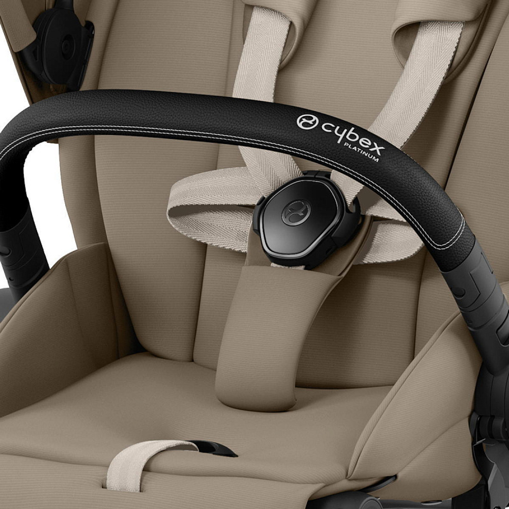 Коляска 3 в 1 Cybex Priam IV Matt Black complete и автокресло Aton B2 i-Size Bay Blue Cozy Beige