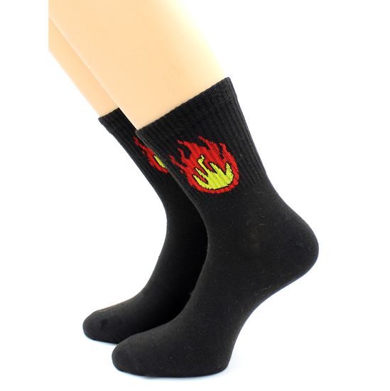 Носки с принтом "Огонь" со спортивной резинкой Hobby Line