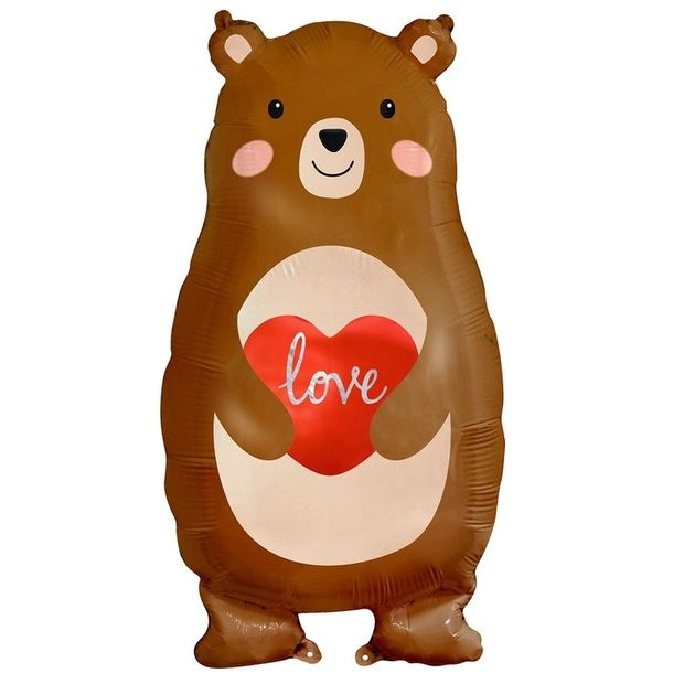 Медведь Шар фигура "Медвежонок с сердцем" (Веселая затеяi) 31''/79/48 см (БГ-25)