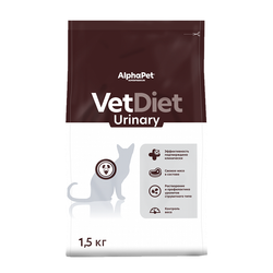 Сухой диетический корм AlphaPet VetDiet URINARY для взрослых кошек и котов при заболеваниях нижних отделов мочевыводящих путей