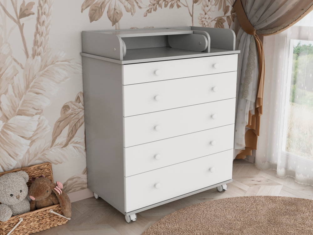 Комод Oskar серый/белый