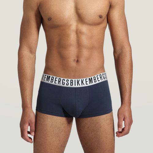 Мужские трусы хипсы набор 3 в 1 темно-синие с белой резинкой Bikkembergs BKK1UTR01TR0055