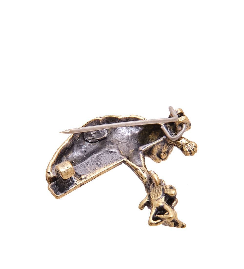 AM-3472 Брошь «Кошка с мышкой» (латунь)