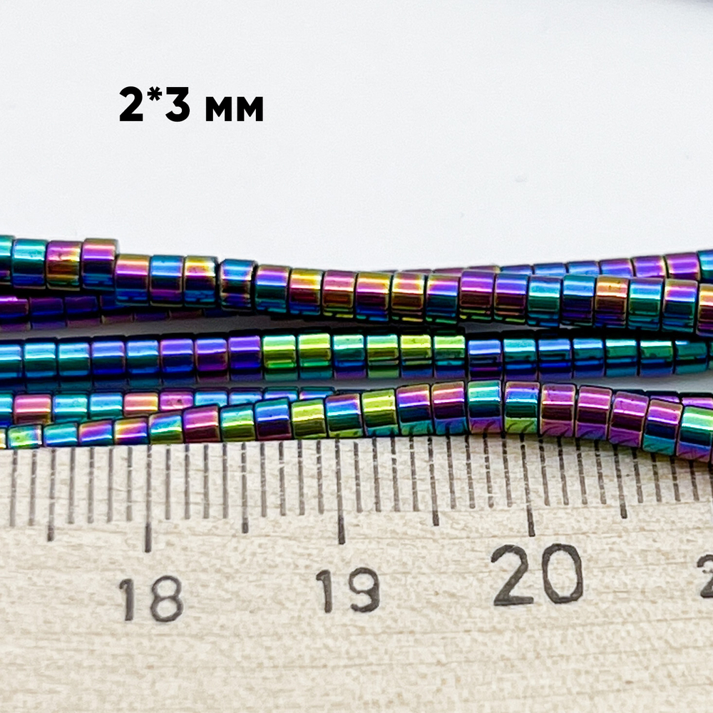 Гематит (имитация), цвет микс, размер 2*3 мм, цена за 102-103 шт (1/2 нити)