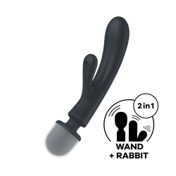 Вибратор-ванд 2 в 1 Satisfyer Triple Lover, серый