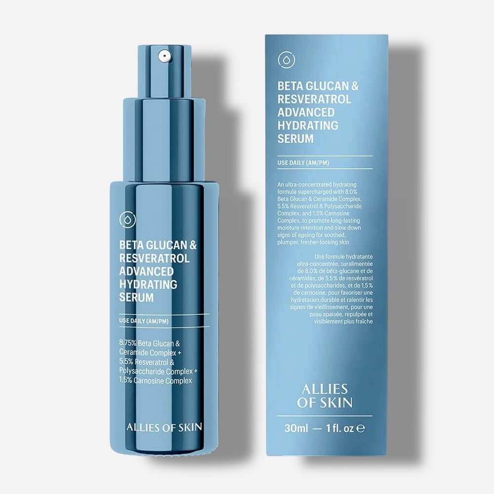ALLIES OF SKIN Beta Glucan &amp; Resveratrol Advanced Hydrating Serum АНТИОКСИДАНТНАЯ ВОССТАНАВЛИВАЮЩАЯ СЫВОРОТКА С БЕТА-ГЛЮКАНОМ И РЕСВЕРАТРОЛОМ
