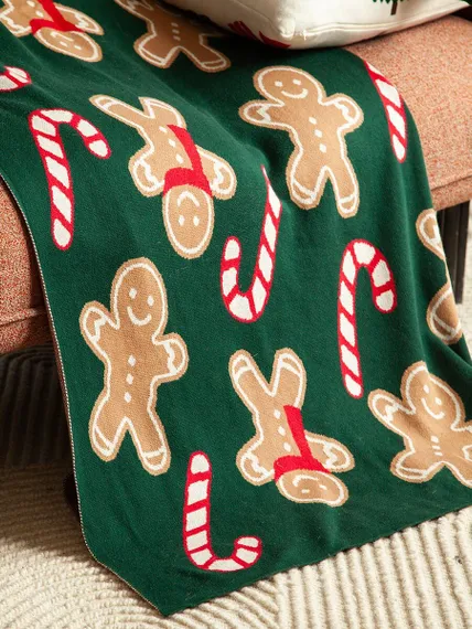 Плед из хлопка с новогодним рисунком gingerman из коллекции new year essential, 130x180 см