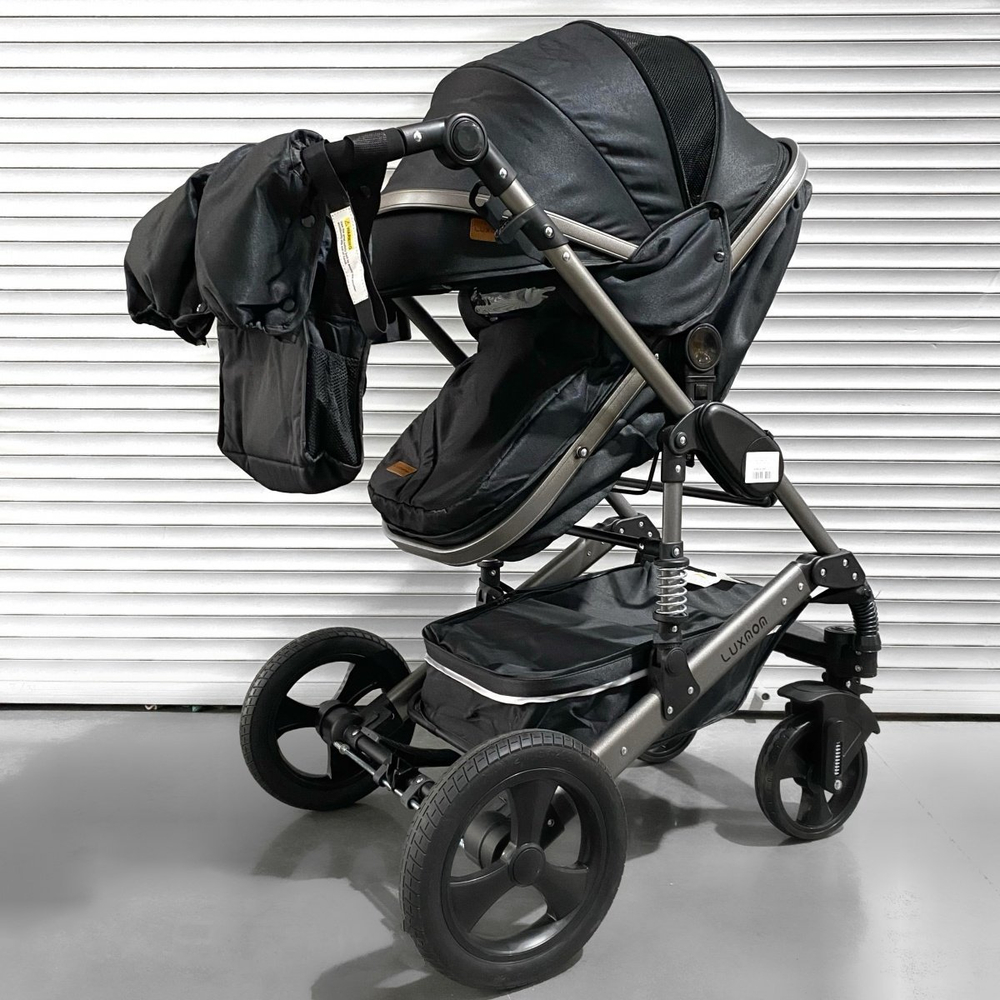 Детская коляска 3в1 LUXMOM 555 Чёрный текстиль