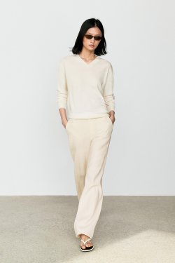 Massimo Dutti Свитер из 100% кашемира, натуральный/кремовый