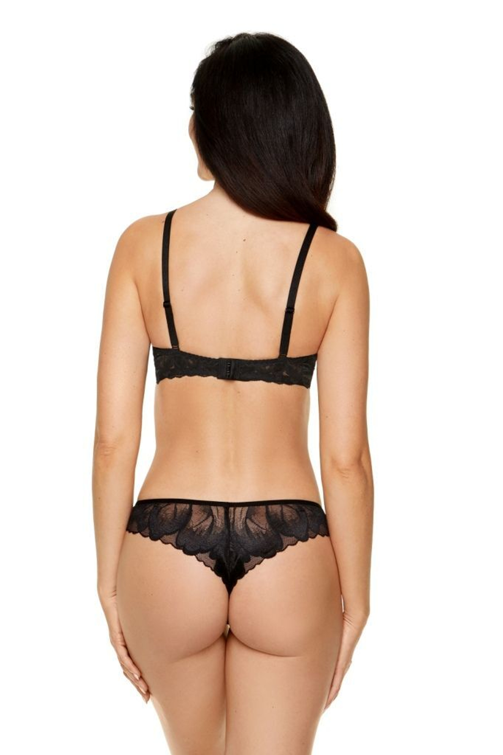 Трусики-стринги Moon из кружевного полотна (Размер: 42) (Цвет: черный)