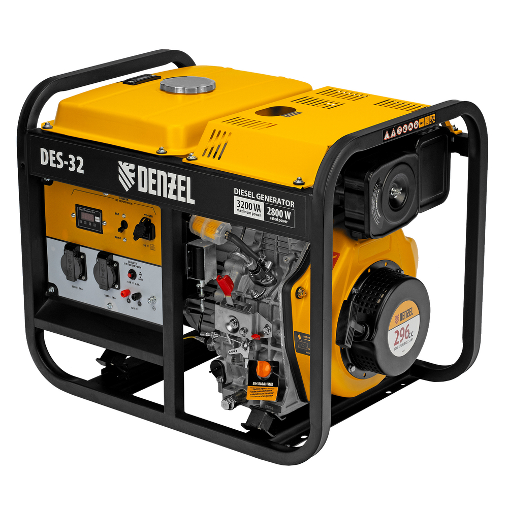 Генератор дизельный DES-32, 3,2 кВт, 230 В, 11 л, ручной стартер Denzel