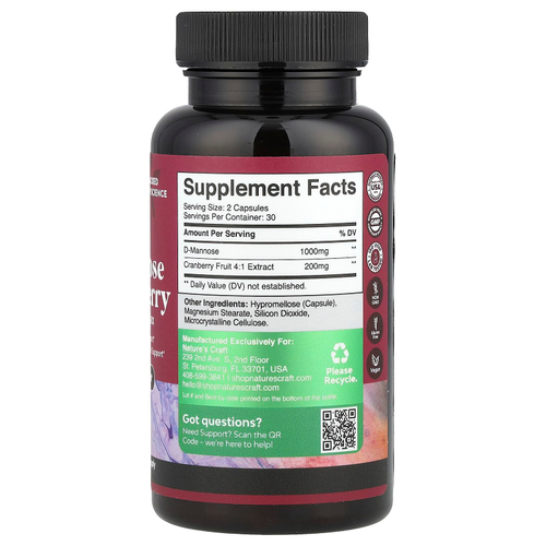 Nature's Craft, D-манноза и клюква, 60 капсул