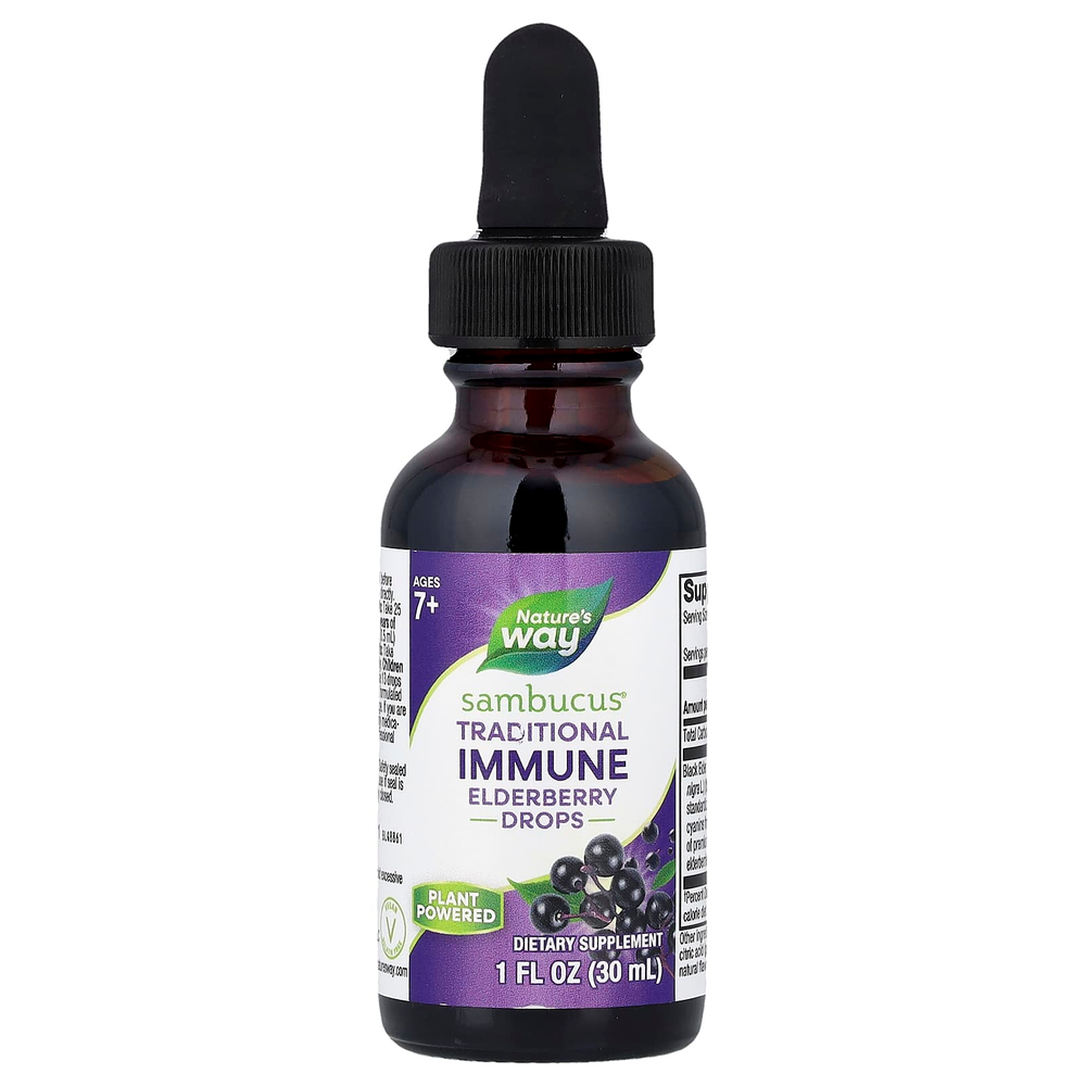 Nature's Way, Sambucus®, капли с бузиной, для детей от 7 лет, со вкусом ягод, 30 мл (1 жидк. унция)