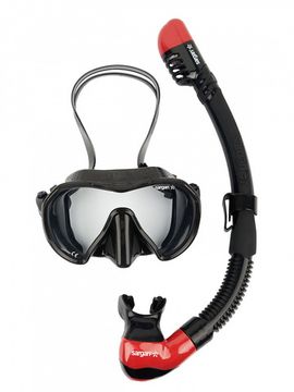 Набор маска+трубка в сумке Sargan Сталкер-М черный/красный