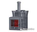Банная дровяная печь Гефест AVANGARD ЗК 35 (П2) Ураган в сетке Тюльпан