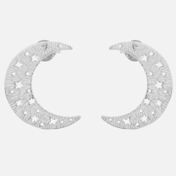 Серьги - гвоздики "Луна" серебро, средние