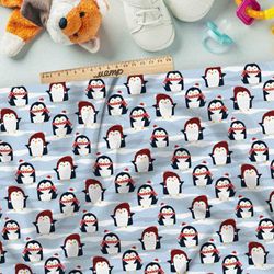 Ткань шелк Армани маленькие пингвины