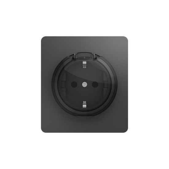 Розетка ROUND 1-ая с/з с/у, со шторками и крышкой 16А титан KRANZ