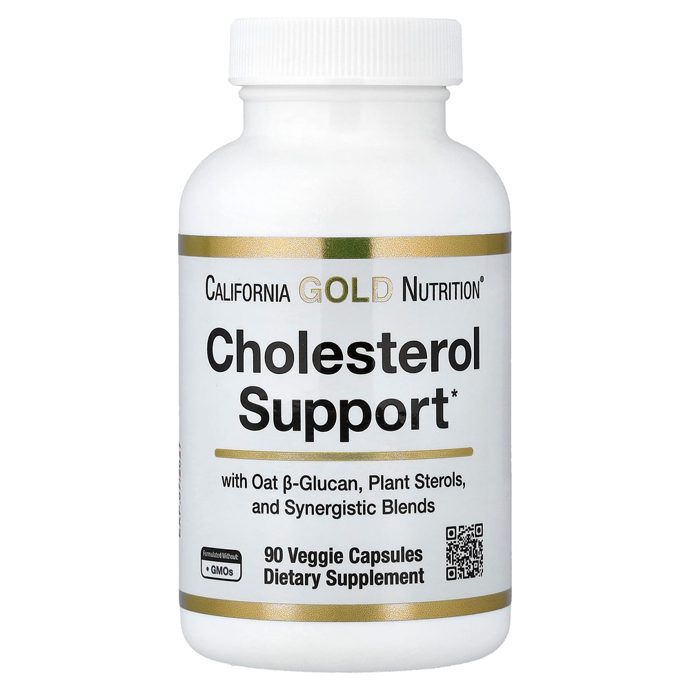 California Gold Nutrition, добавка для поддержки уровня холестерина, с концентратом овсяного бета-глюкана, растительными стеролами, смесью овощей и пищеварительной смесью, 90 вегетарианских капсул