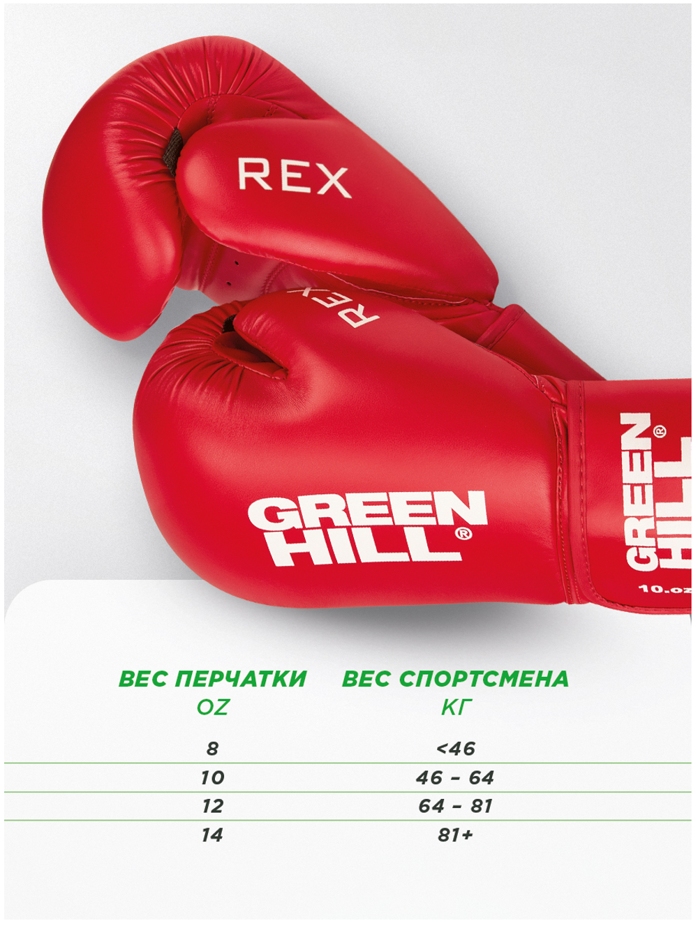 BGR-2272 Боксерские перчатки Green Hill REX красные